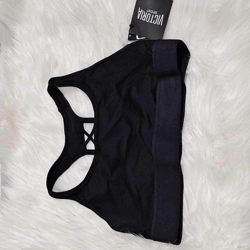 VICTORIA'S SECRET Victoria Sport Black Sports Bra with Criss Cross Back …